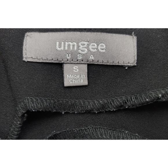 Umgee Black Hi Low Hem Scoop Neck Top S Sheer Back Keyhole Closure Soft Flowy - Picture 4 of 5